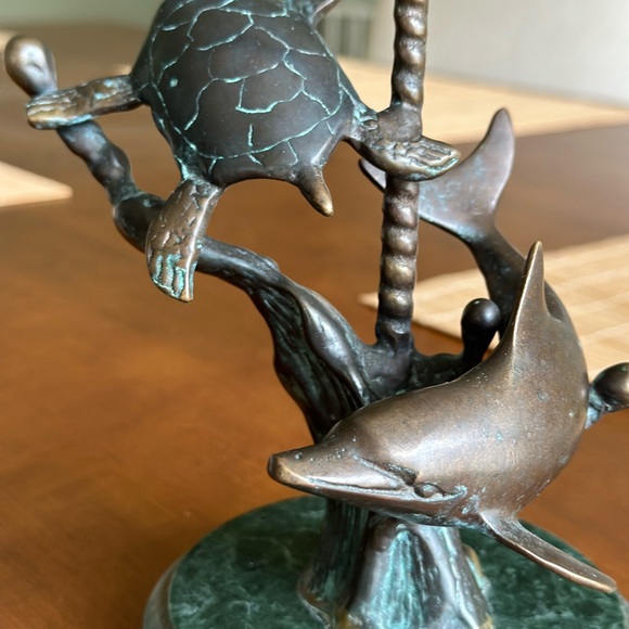 Nautical Mirror- SPI Brass Dolphin & Turtle Vanity Mirror - Picture 13 of 16